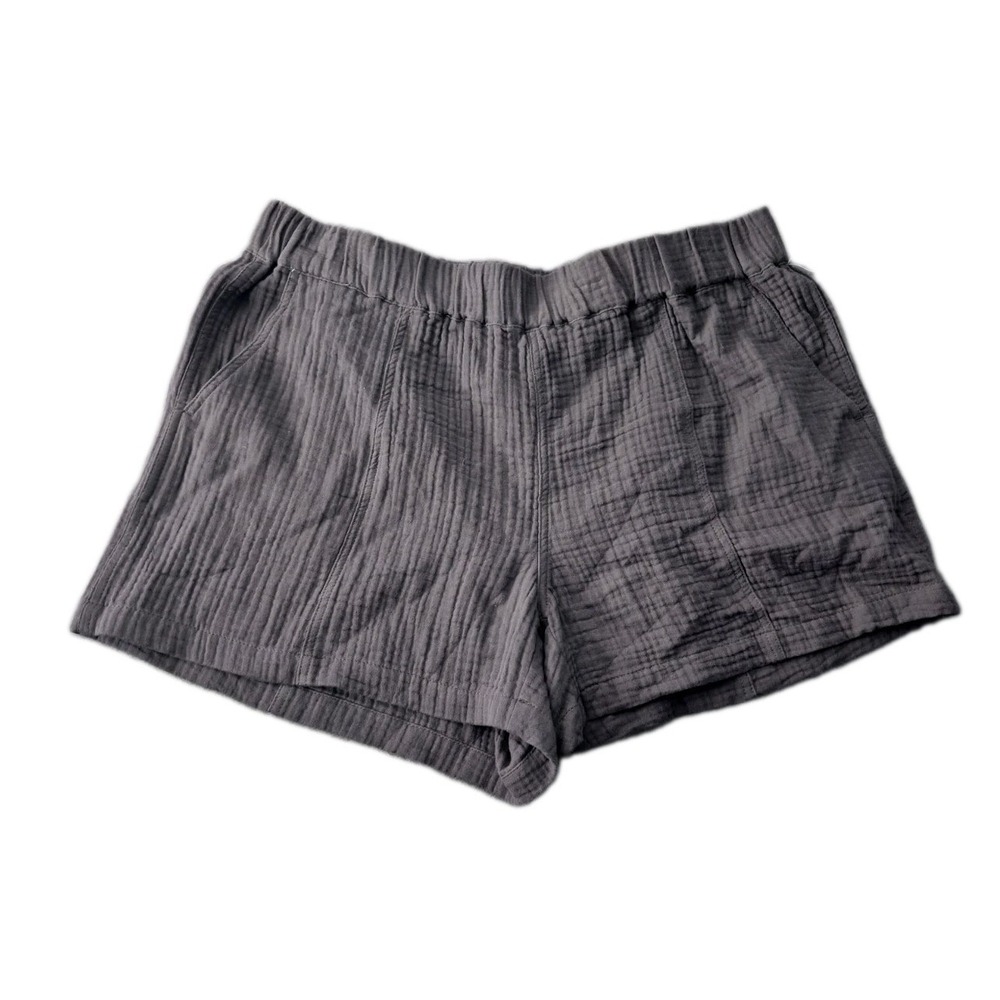 NWT Madewell Lightspun Pull On Shorts Black Charcoal Cotton Double Gauze Sz 2X